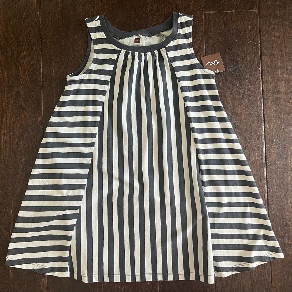 Tea Collection NWT size 5 gray and white striped dress